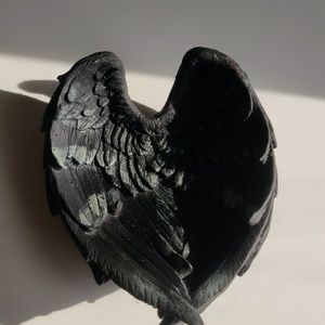 Noir gothic fallen angel wings jewelry/key bowl